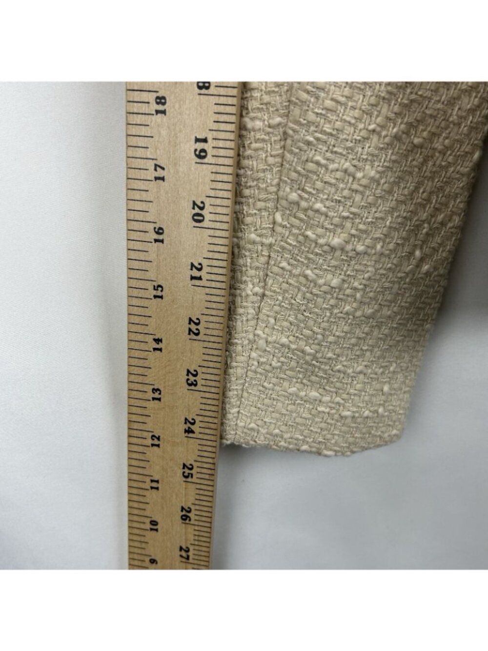 Quince Womens Size Large Stretch Tweed Collarless Jacket Ivory Coast Long Sleeve - Picture 8 of 16